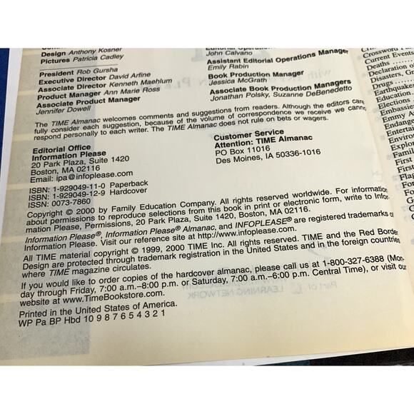 Time Almanac 2001 Time Magazine and Information 2000 Hardcover Book Vintage VTG - Picture 2 of 9